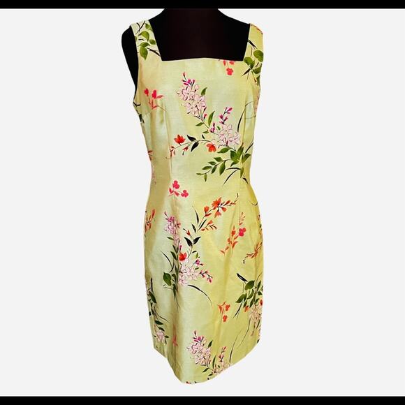Vtg Square Neck Feminine Satin Coquette Floral Retro Pinup Dress S Resortwear - Picture 1 of 4